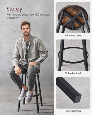 Set of 2 Bar Stools with Backrests - Karrari