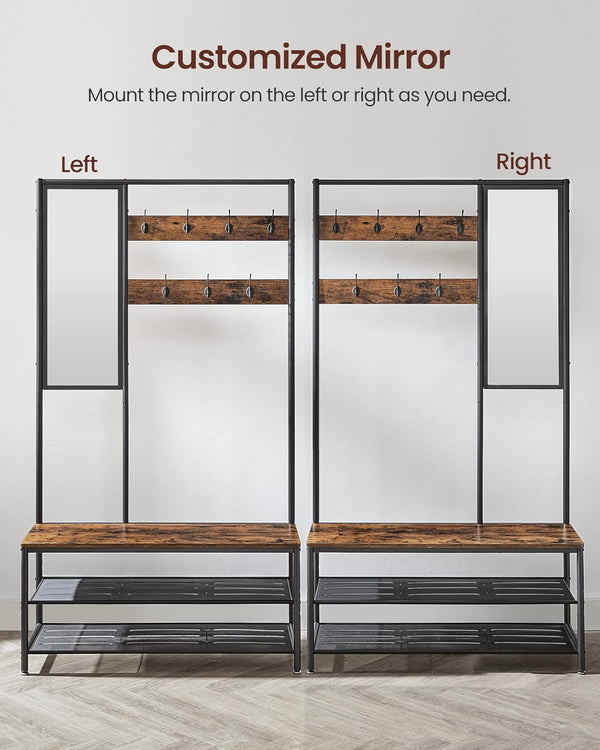 Coat Rack with Mirror, Bench & Shoe Storage - Karrari
