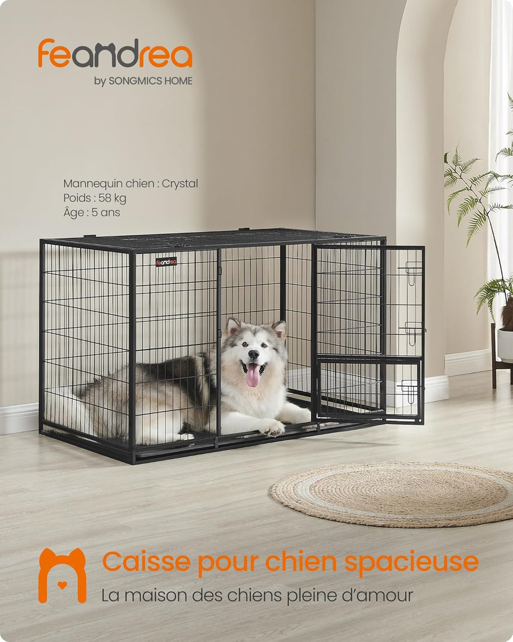 Heavy-Duty Portable Dog Crate with Mesh Frame - Karrari