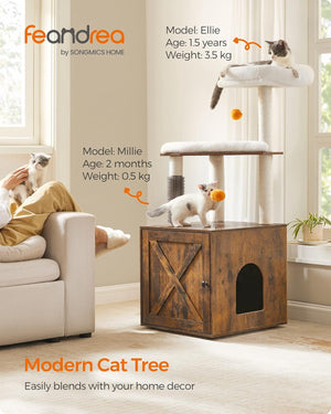 2-in-1 Cat Tree Tower with Litter Box Enclosure - Karrari