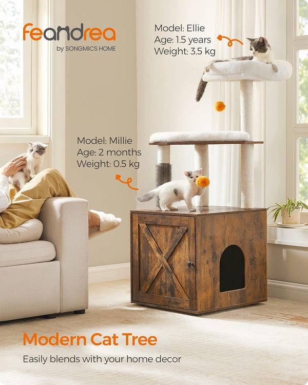 2-in-1 Cat Tree Tower with Litter Box Enclosure - Karrari