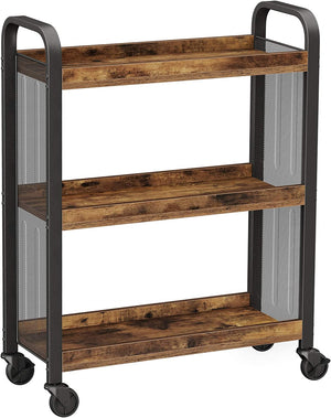 Rustic Brown Kitchen Trolley with Wheels - Karrari
