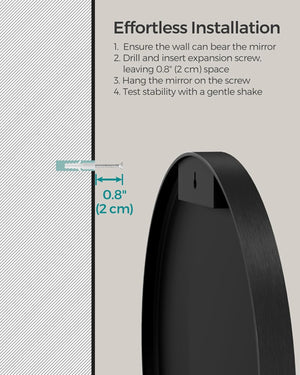 Round Wall Mirror - Black Metal Frame - Karrari