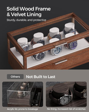 2-Tier Wooden Watch Case - Drawer & Velvet Lining - Karrari