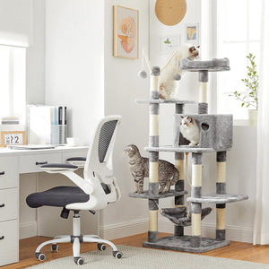Light Grey Cat Tree with Scratching Post & Hammock - Karrari