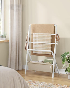 Foldable Towel Rack - Hooks & Basket - Karrari