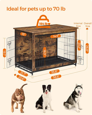 Dog Crate Furniture with Double Doors & Tray - Karrari