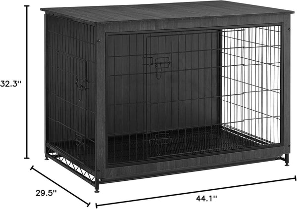 Indoor Dog Crate Furniture with 2 Doors & Tray - Karrari