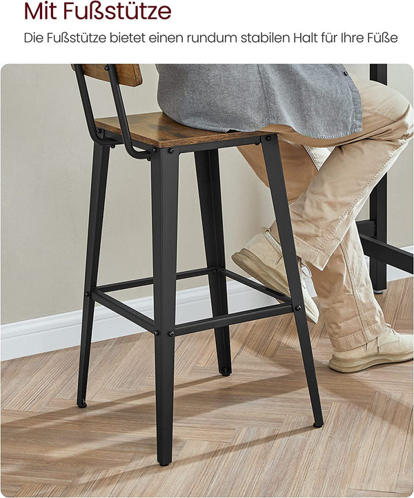 Set of 2 Bar Stools with Backrests - Karrari