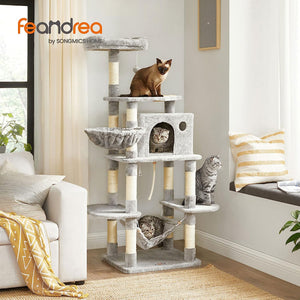 Light Grey Cat Scratching Post Play Tower - Karrari