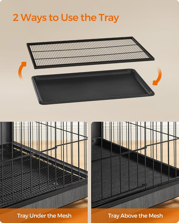 Indoor Dog Crate Furniture with 2 Doors & Tray - Karrari