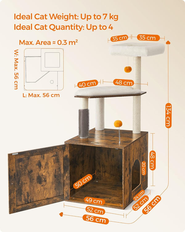 2-in-1 Cat Tree Tower with Litter Box Enclosure - Karrari