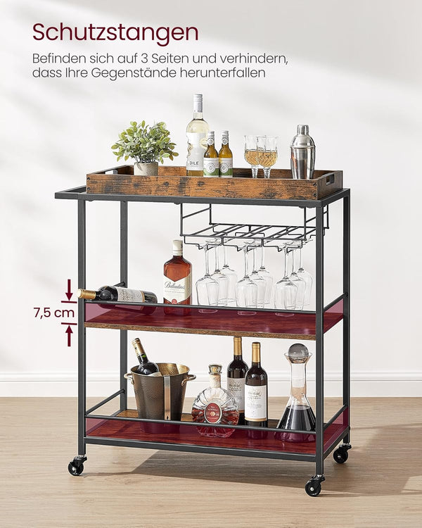 Serving Trolley with Removable Tray & Wheels - Karrari