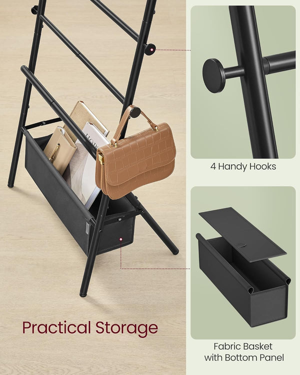 Foldable Towel Rack - Hooks & Basket - Karrari