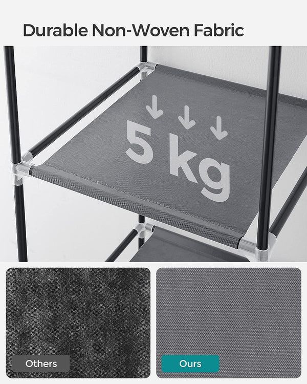 Fabric Wardrobe with 6 Shelves & 1 Hanging Rail - Karrari