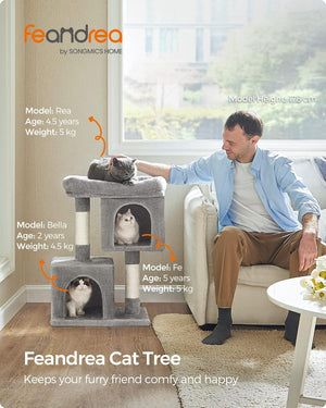 Cat Tree Tower with Perch, 2 Caves & Scratching Posts - Karrari