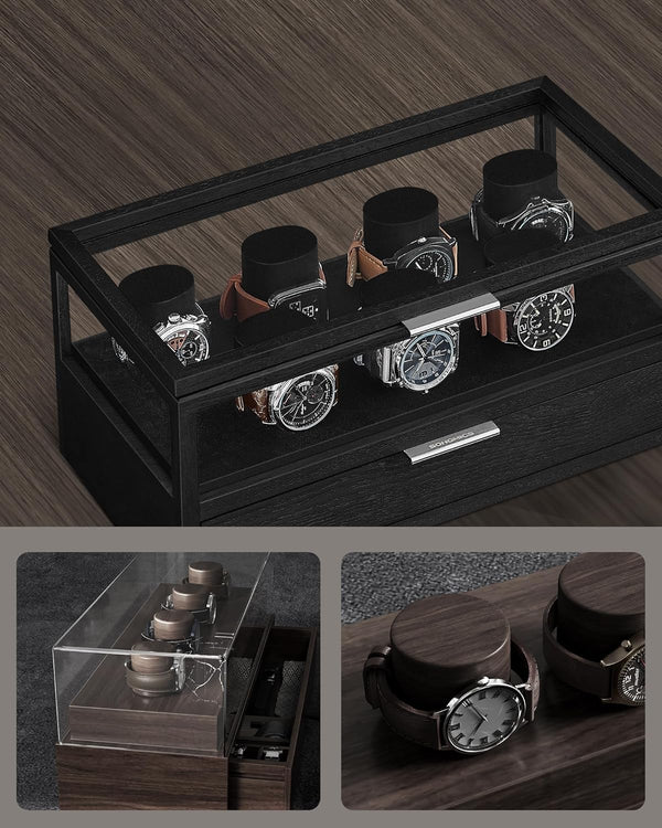 2-Tier Wooden Watch Case - Drawer & Velvet Lining - Karrari
