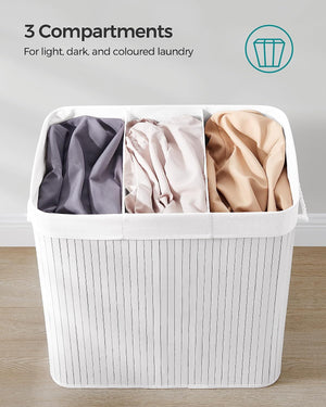 150L 3-Section Foldable Laundry Hamper - Lid & Handles - Karrari