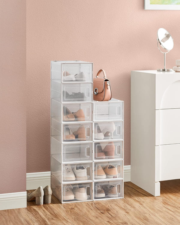 Set of 12 Clear Stackable Shoe Storage Boxes - Karrari