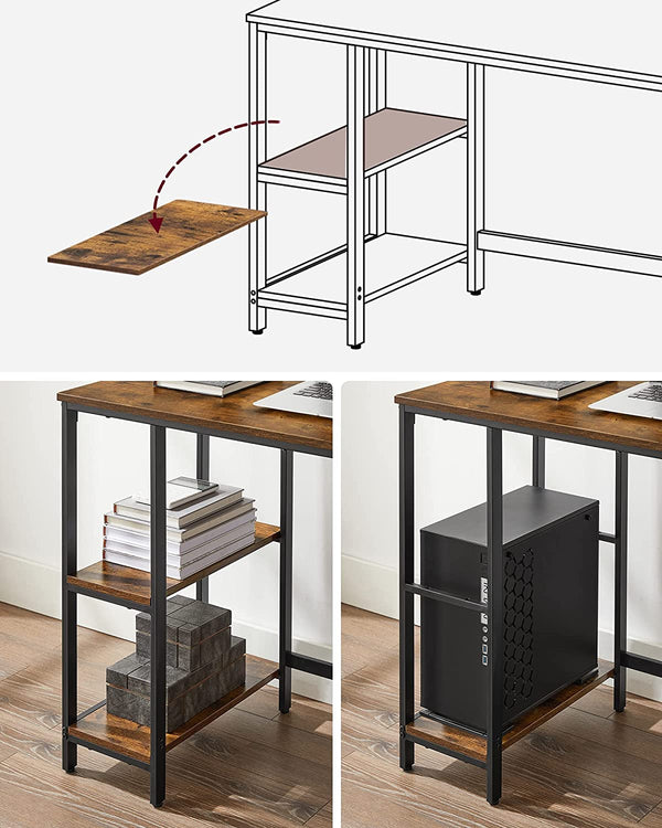 Industrial Computer Desk with Shelves - Karrari