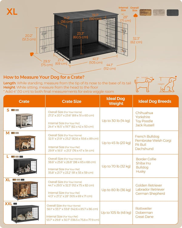 Indoor Dog Crate Furniture with 2 Doors & Tray - Karrari