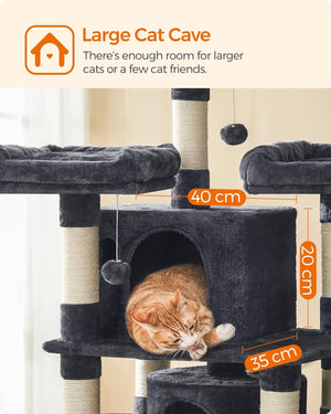 Large Smoke Grey Cat Tower with Scratching Posts - Karrari