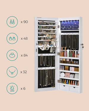 LED Jewellery Cabinet – Wall Mounted or Over-the-Door - Karrari
