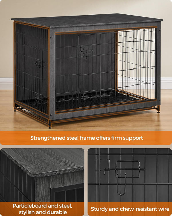 Indoor Dog Crate Furniture with 2 Doors & Tray - Karrari