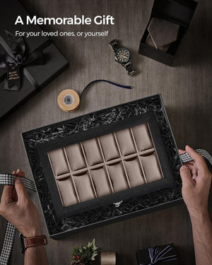 12-Slot 2-Tier Wooden Watch Box - Glass Lid - Karrari