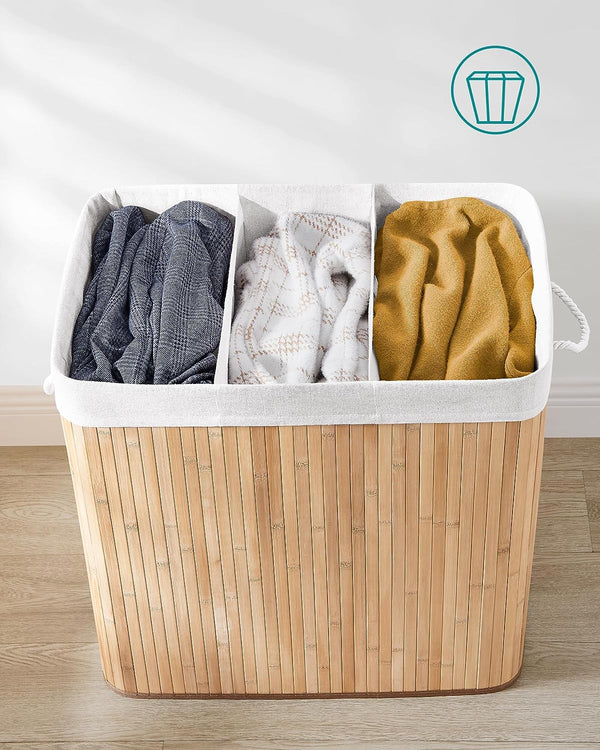 150L 3-Section Foldable Laundry Hamper with Lid - Karrari