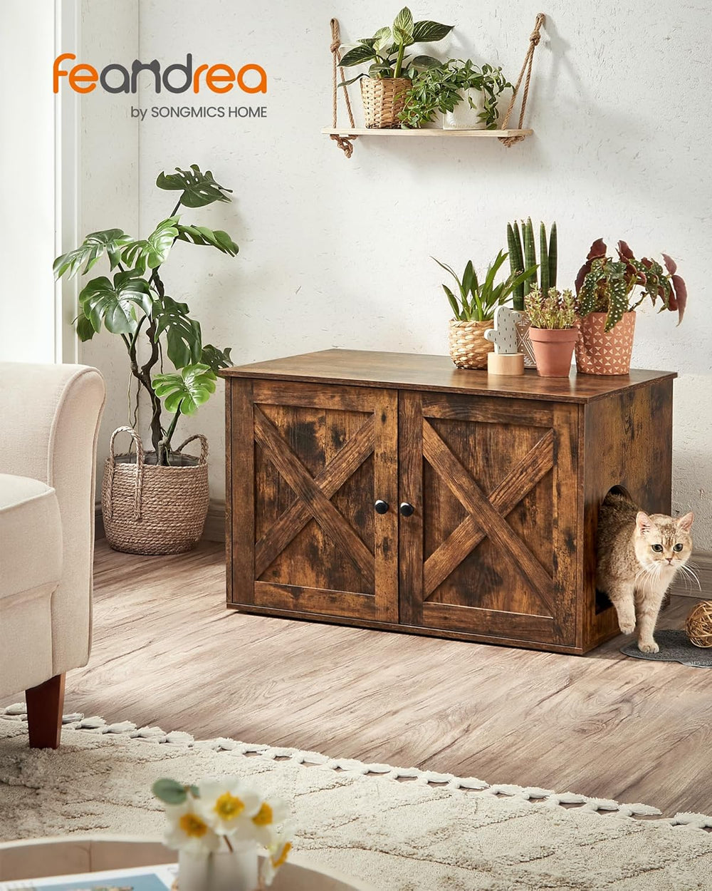 Vintage Cat Litter Tray Cabinet - Doors (Easy Assembly)