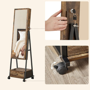 Lockable Jewellery Cabinet - Full-Length Mirror & Drawer - Karrari