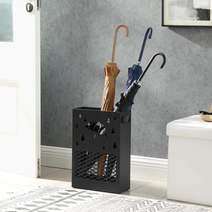 Metal Umbrella Stand with Drip Tray & Hooks (Rectangular) - Karrari