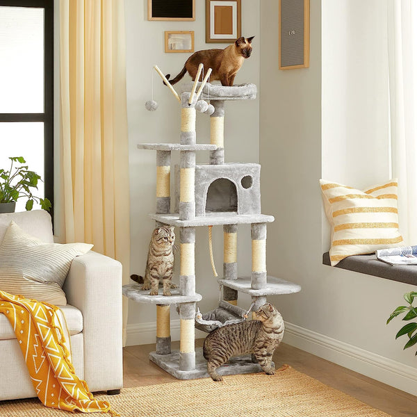 Light Grey Cat Tree with Scratching Post & Hammock - Karrari
