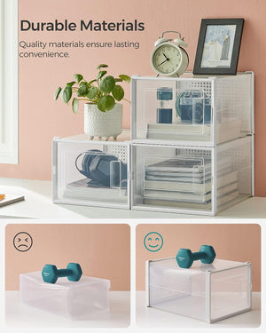 Pack of 12 Clear Stackable Plastic Shoe Storage Boxes - Karrari