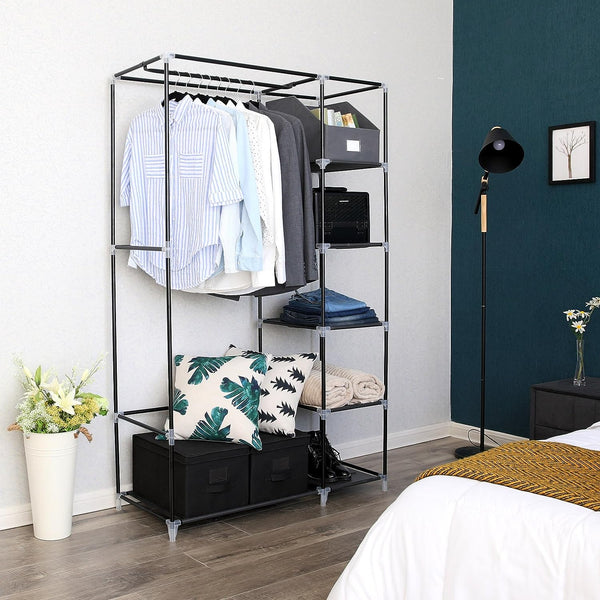 Portable Fabric Wardrobe - Hanging Rail & Shelves - Karrari