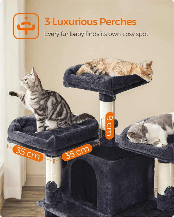Large Smoke Grey Cat Tower with Scratching Posts - Karrari