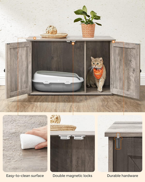 Cat Litter Box Enclosure Furniture with Removable Divider - Karrari
