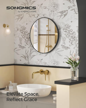 Round Wall Mirror - Black Metal Frame - Karrari