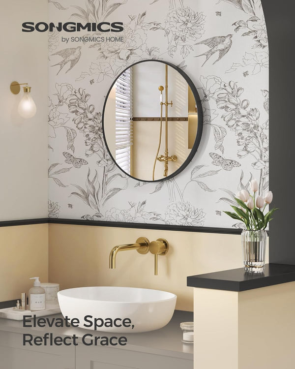 Round Wall Mirror - Black Metal Frame - Karrari