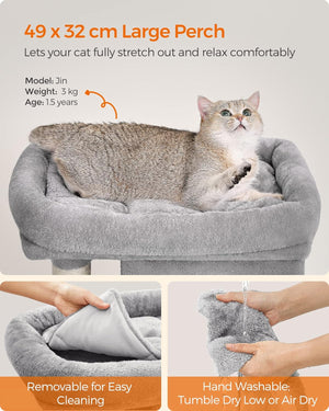 Cat Tree Tower with Perch, 2 Caves & Scratching Posts - Karrari