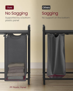 Laundry Hamper - 4 Sections, Shelf & Removable Bags - Karrari