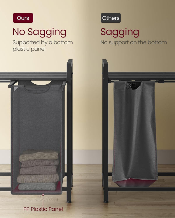 Laundry Hamper - 4 Sections, Shelf & Removable Bags - Karrari