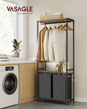 Laundry Basket - 2 Sections & Storage Shelves - Karrari
