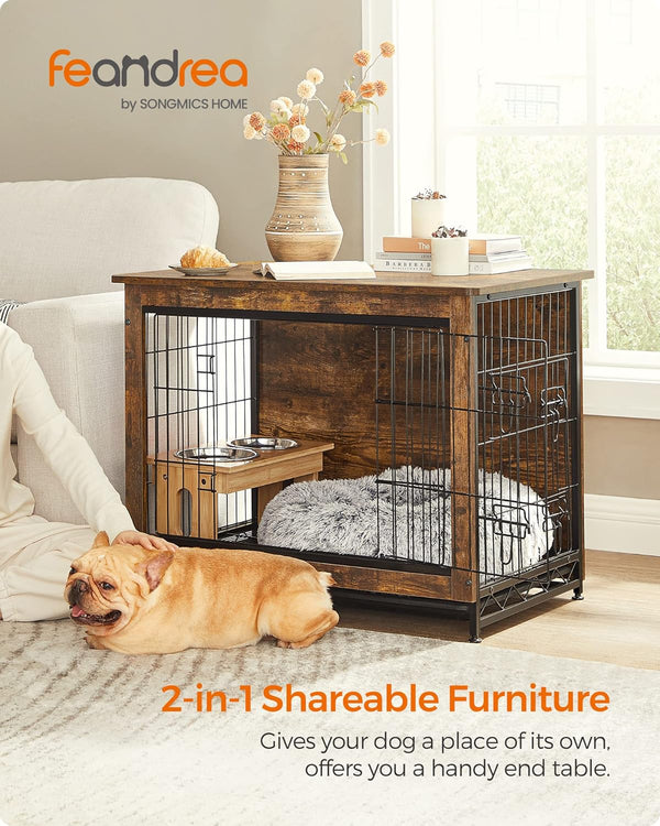 Modern Dog Crate Furniture - Double Doors & Tray - Karrari