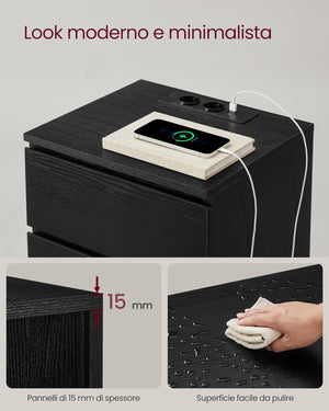 2-Piece Bedside Tables – Drawers & Charging Ports - Karrari