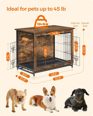 Modern Dog Crate Furniture - Double Doors & Tray - Karrari