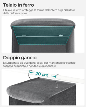 Hanging Wardrobe Storage Organiser - Foldable Shelves - Karrari