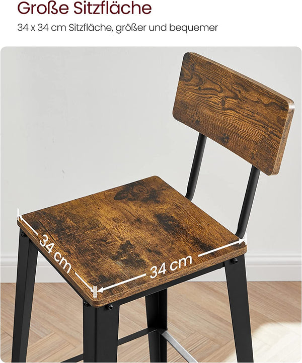 Set of 2 Bar Stools with Backrests - Karrari