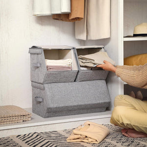 Set of 3 Stackable Storage Boxes with Lids - Karrari